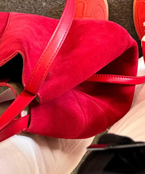 French Red Large Capacity Faux Leather Satchel Handbag QF022 Bag-BGS241017