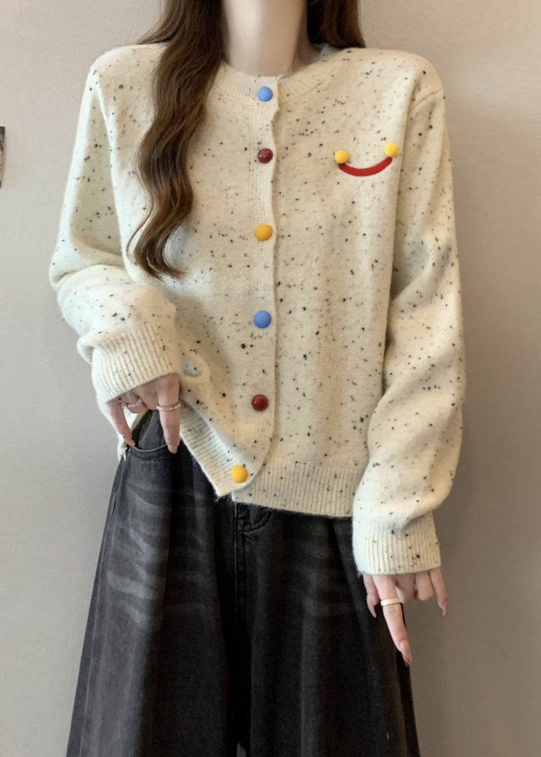 French Red O Neck Button Knit Cardigans Winter RG020 ABC