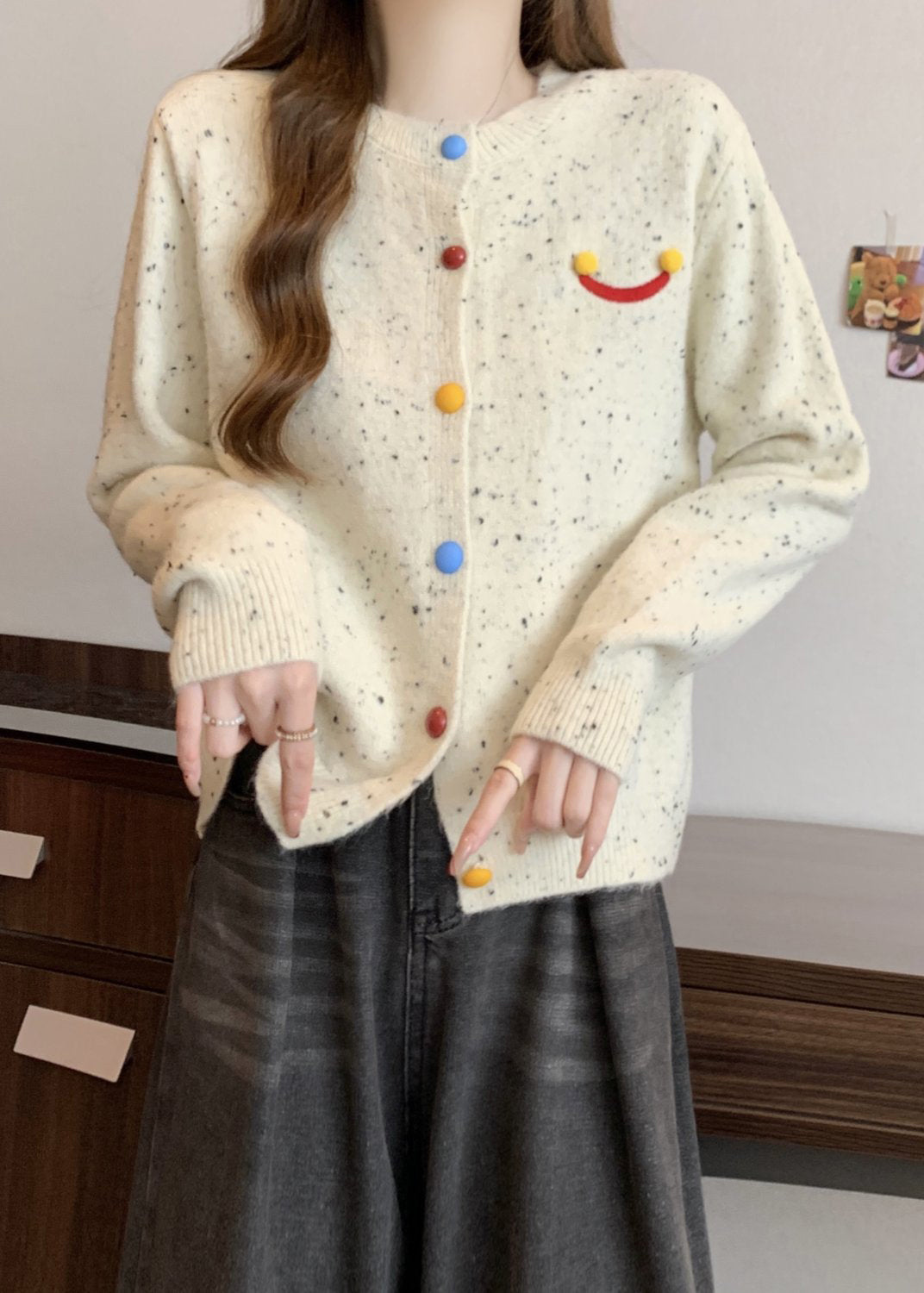 French Red O Neck Button Knit Cardigans Winter RG020 ABC