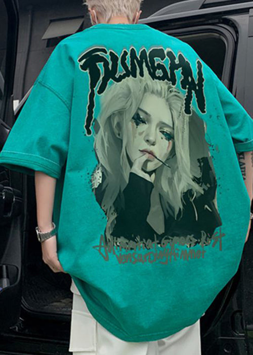 Letter Oversized Cotton T Shirts Rose Summer Belle French Mens FashionChic