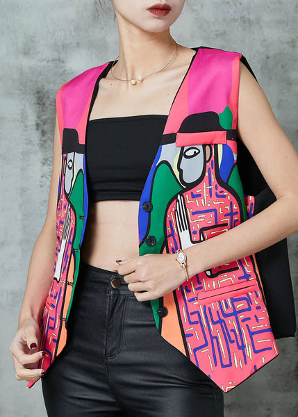 French Rose Character Print Vest Top Spring Ada Fashion