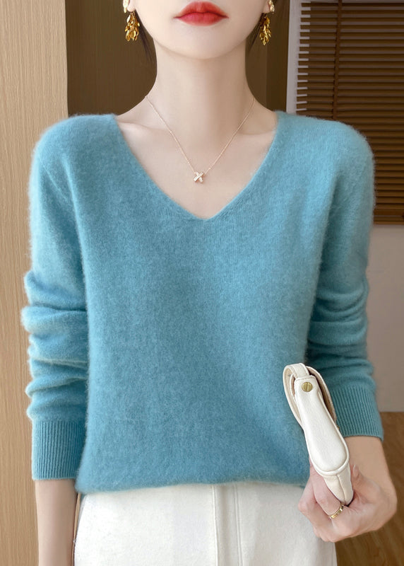 French Rose V Neck Cozy Woolen Versatile Sweater Winter WN036 ABC