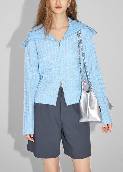 French Rose Zip Up Patchwork Woolen Loose Coat Spring TQ023 ABC