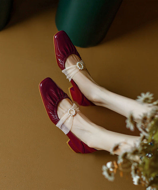 French Splicing Chunky Penny Loafers Mulberry Cowhide Leather RI022 ABC