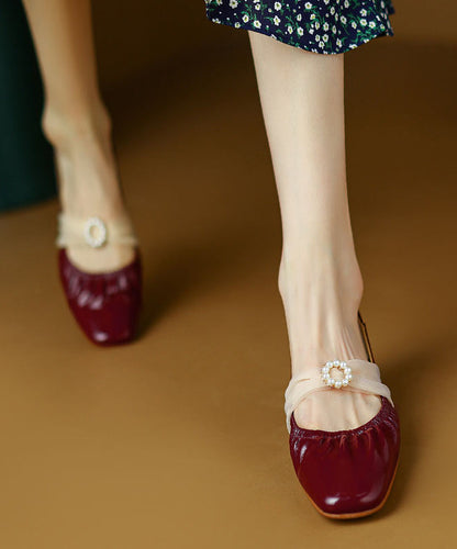 French Splicing Chunky Penny Loafers Mulberry Cowhide Leather RI022 ABC