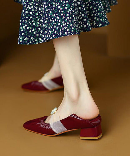 French Splicing Chunky Penny Loafers Mulberry Cowhide Leather RI022 ABC