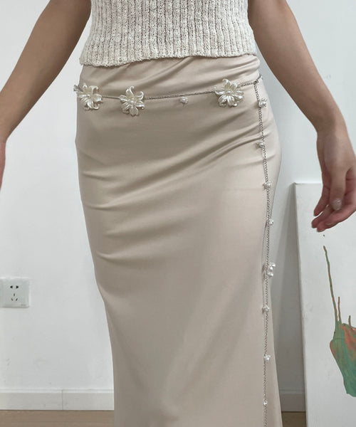 Body White Pearl Floral Alloy Chain French FashionChic