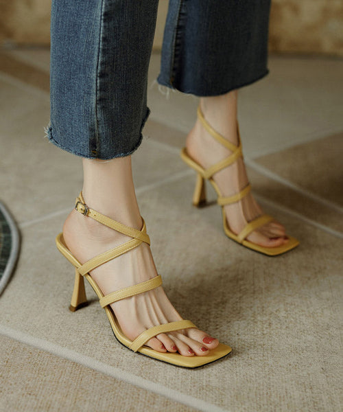 French White Cross Strap High Heel Sandals Peep Toe AA024 shoe-CS240815