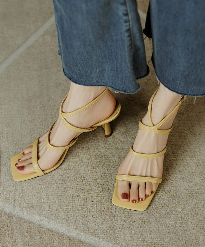 French White Cross Strap High Heel Sandals Peep Toe AA024 shoe-CS240815