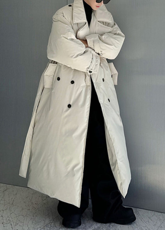 French White Double Breast Tie Waist Men Parka Winter RJ002 ABC