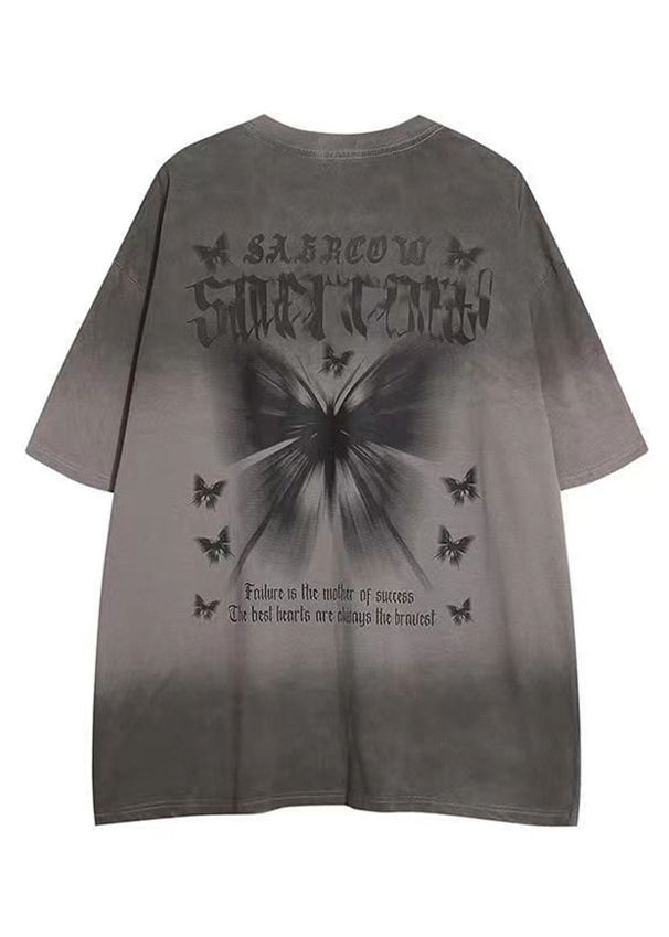 French White Gradient Color Print Cotton Mens Tshirt Summer LK049 Men-Silk-MENT240630