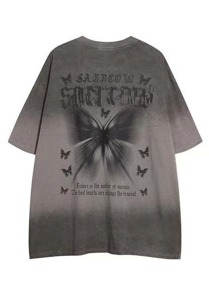 French White Gradient Color Print Cotton Mens Tshirt Summer LK049 Men-Silk-MENT240630