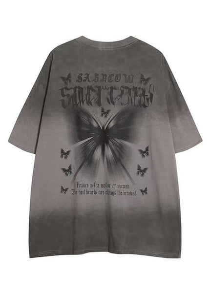 French White Gradient Color Print Cotton Mens Tshirt Summer LK049 Men-Silk-MENT240630