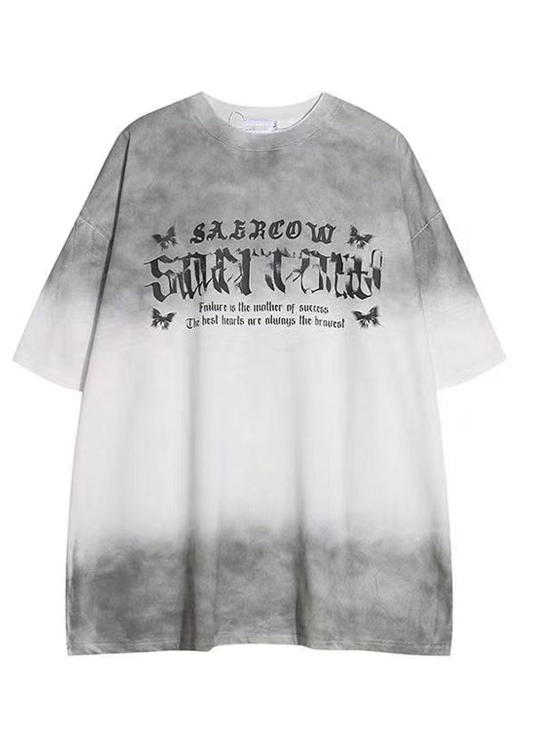 French White Gradient Color Print Cotton Mens Tshirt Summer LK049 Men-Silk-MENT240630