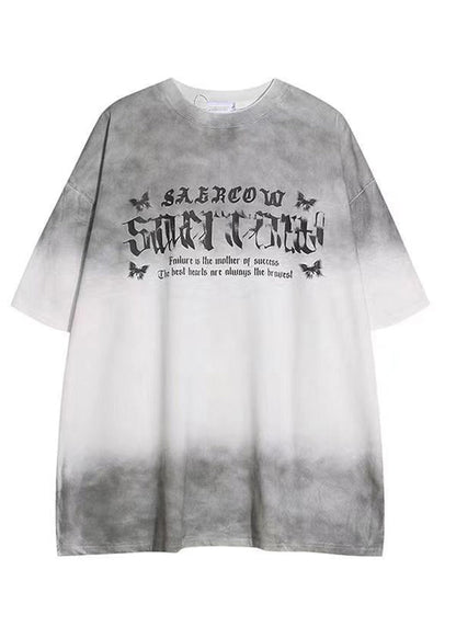 French White Gradient Color Print Cotton Mens Tshirt Summer LK049 Men-Silk-MENT240630