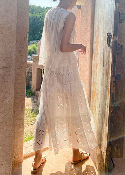 Two Out Hollow And Blouses French Cotton Pieces Skirts Set White FashionChic