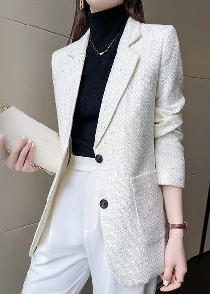 French White Notched Cotton Coat Outwear Spring YJ052 ABC