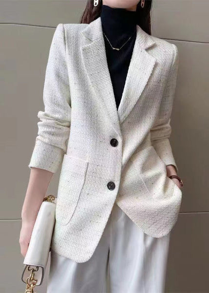 French White Notched Cotton Coat Outwear Spring YJ052 ABC