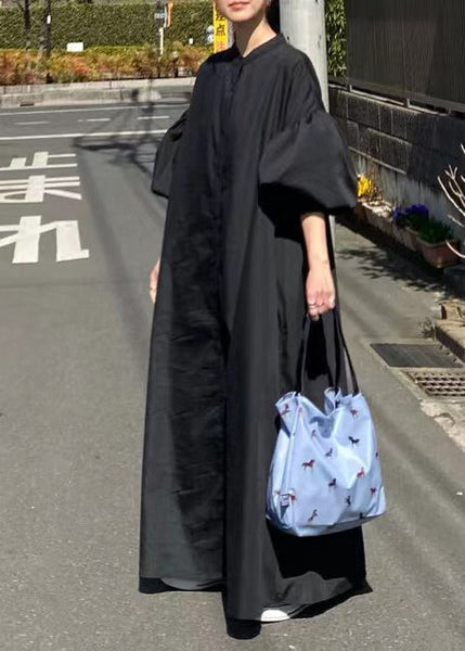 Sleeve French Oversized Cotton Lantern Shirt Dresses White FashionChic