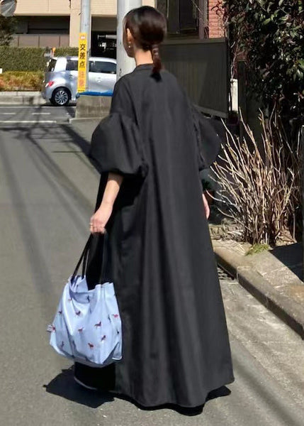 Sleeve French Oversized Cotton Lantern Shirt Dresses White FashionChic