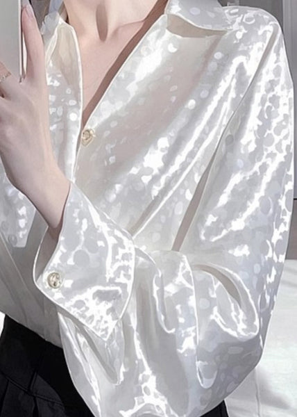 French White Peter Pan Collar Versatile Silk Shirts Spring YZ025 ABC