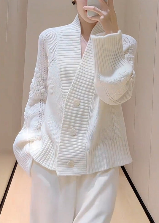 French White V Neck Button Knit Cardigans Spring YY026 ABC