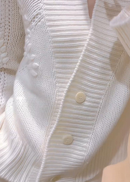 French White V Neck Button Knit Cardigans Spring YY026 ABC