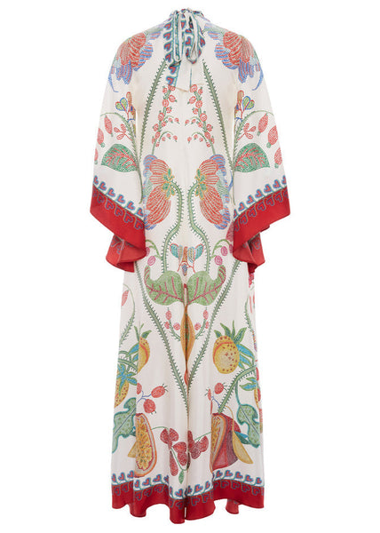 Neck Up French Cotton Dresses Maxi Spring Print V Lace White FashionChic