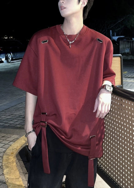 Wine T Original Red French Solid Shirts Cotton Design Mens Summer FashionChic