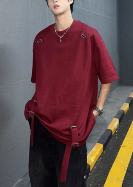 Wine T Original Red French Solid Shirts Cotton Design Mens Summer FashionChic