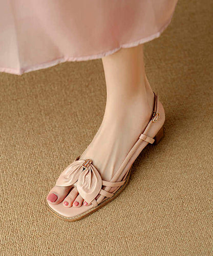 French Yellow Bow Hollow Out Chunky Sandals Peep AP1048 shoe-LX240905