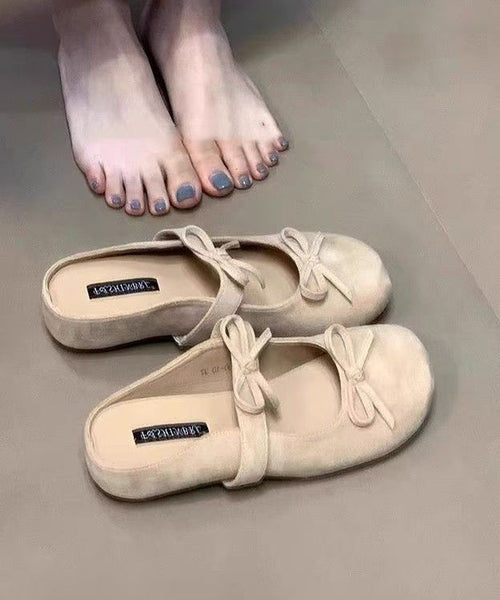 Bow Splicing Sandals French Yellow Slide Wedge FashionChic