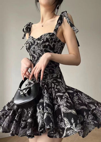 French Yellow Embroidered Slim Fit Strap Dresses Summer EE1001 SH-LF-SDM240517