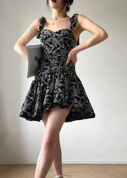 French Yellow Embroidered Slim Fit Strap Dresses Summer EE1001 SH-LF-SDM240517