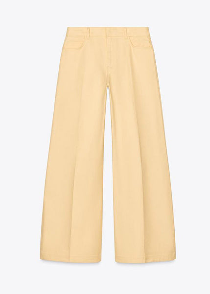 Two Pants And Pan Collar Pieces Peter Tops French Yellow Cotton FashionChic