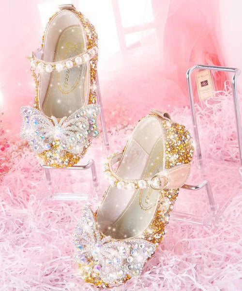 Shoes Strap Girl Nail Buckle Crystal Pink Baby Chic Bead Princess FashionChic