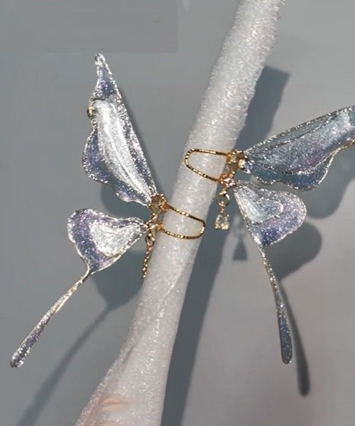 Gradient Color Blue Copper Overgild Butterfly Hoop Earrings YA034 ABC