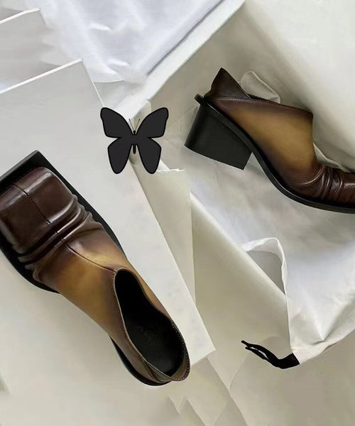 Gradient Color Brown Splicing Chunky High Heels JJ015 Shoe-GGX240609