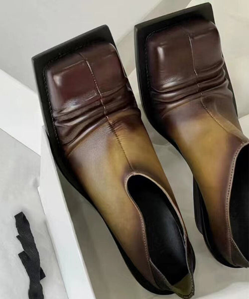 Gradient Color Brown Splicing Chunky High Heels JJ015 Shoe-GGX240609