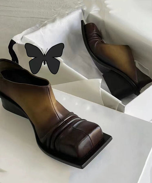 Gradient Color Brown Splicing Chunky High Heels JJ015 Shoe-GGX240609