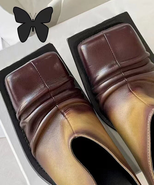 Gradient Color Brown Splicing Chunky High Heels JJ015 Shoe-GGX240609