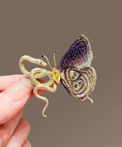 Gradient Color Copper Overgild Golden Snake Butterfly Brooches YD032 ABC