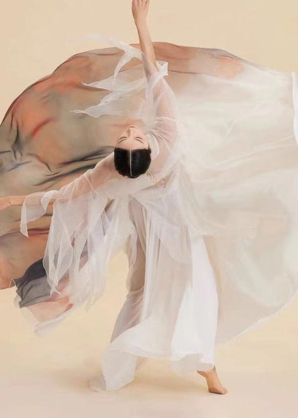 Maxi Skirt Color Silk High Waist Gradient FashionChic