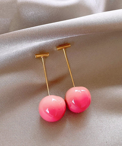 Earrings Drop Cherry Gradient Color Copper Alloy Pink FashionChic