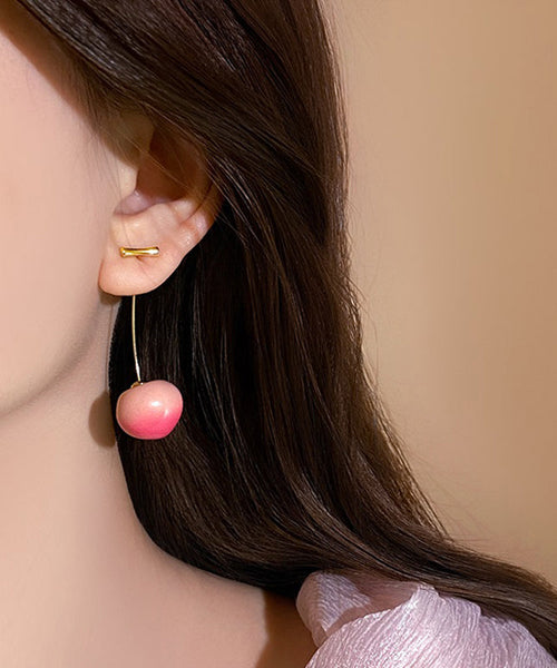 Earrings Drop Cherry Gradient Color Copper Alloy Pink FashionChic
