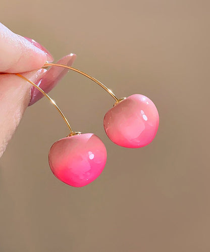 Earrings Drop Cherry Gradient Color Copper Alloy Pink FashionChic