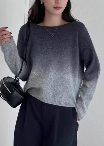 Gradient Color Pink O-Neck Cotton Knit Sweaters Winter WZ023 ABC