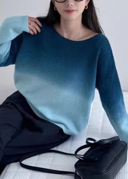 Gradient Color Pink O-Neck Cotton Knit Sweaters Winter WZ023 ABC