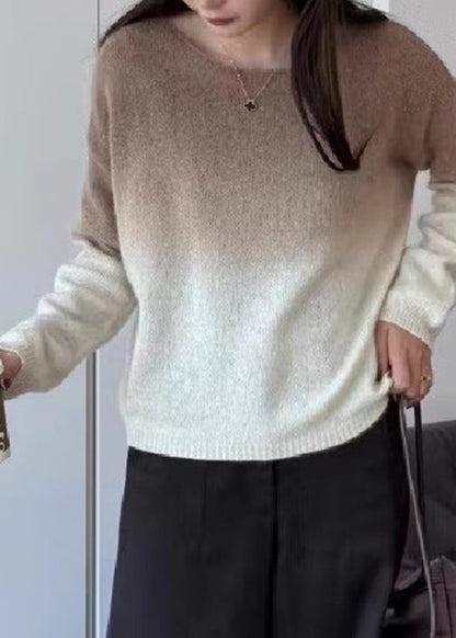 Gradient Color Pink O-Neck Cotton Knit Sweaters Winter WZ023 ABC