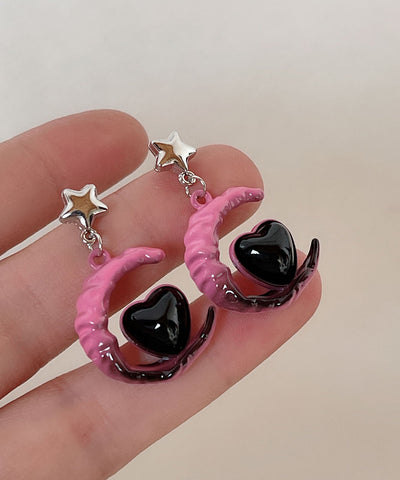 Drop Love Silver Alloy Gradient Sterling Glass Moon Pink Color FashionChic